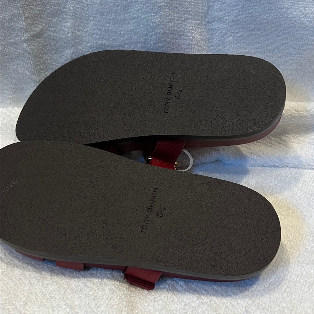 Women's Red Leather Slide Sandals size 8.5 - Picture 8 of 13
